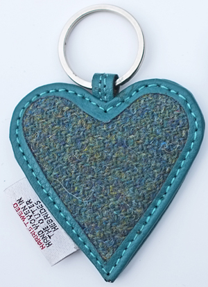 Harris tweed heart keyring